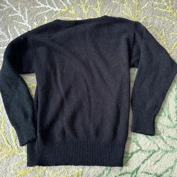 Madamesielle oh wow, vintage 80s black metallic silver art deco sweater M - Picture 4 of 4